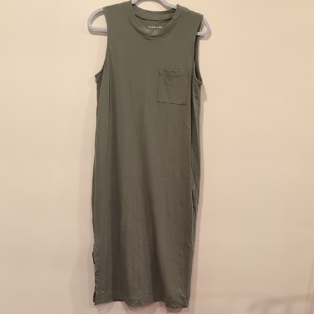 Everlane Green Sheath Midi Dress Sleeveless Casual